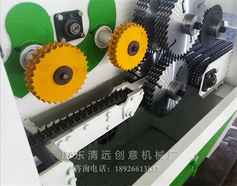 圓木多片鋸內倉送料鏈及鋸片細節(jié)